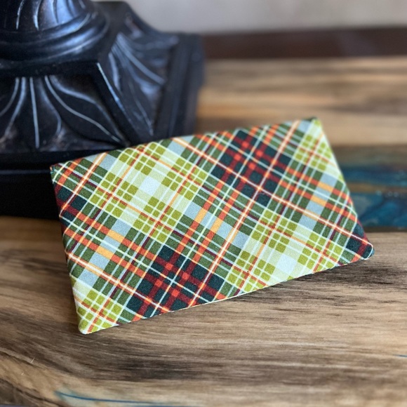 Holiday Plaid Print Cash Envelope/Receipt holder Fabric Handmade Wallet - Picture 2 of 4